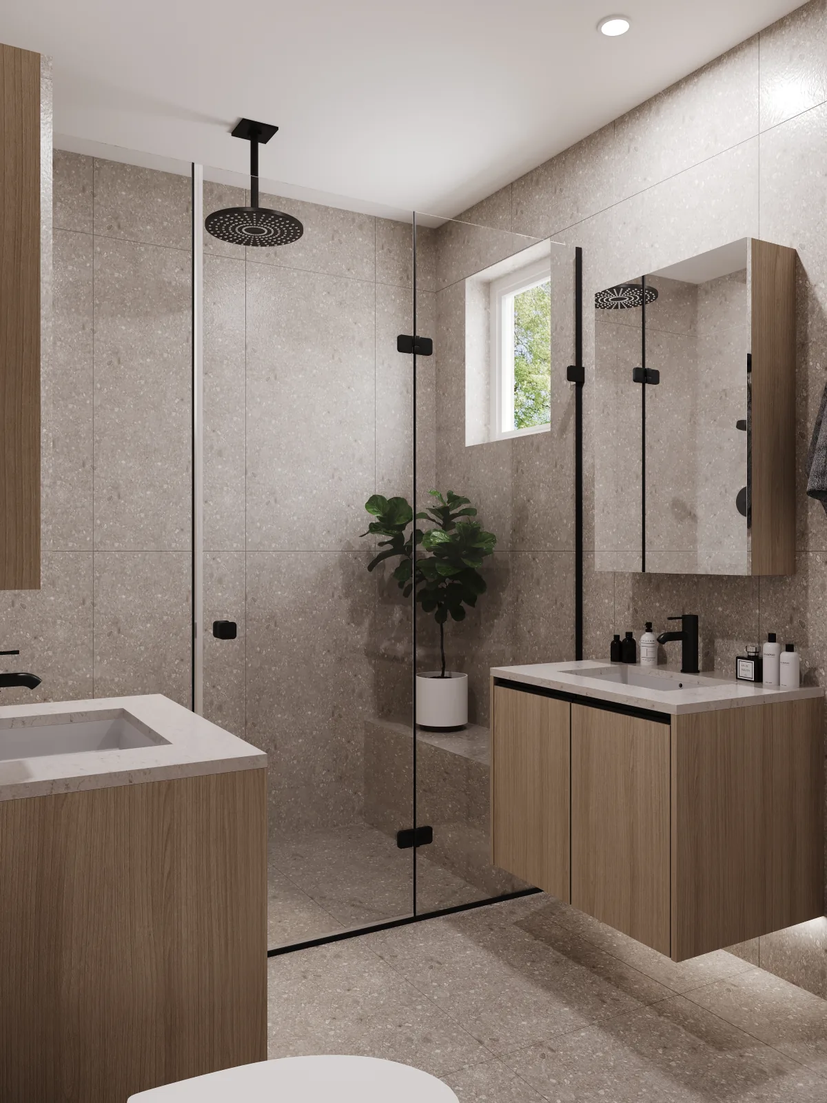 BLVD On The Greenway — Ensuite with terrazzo detailing