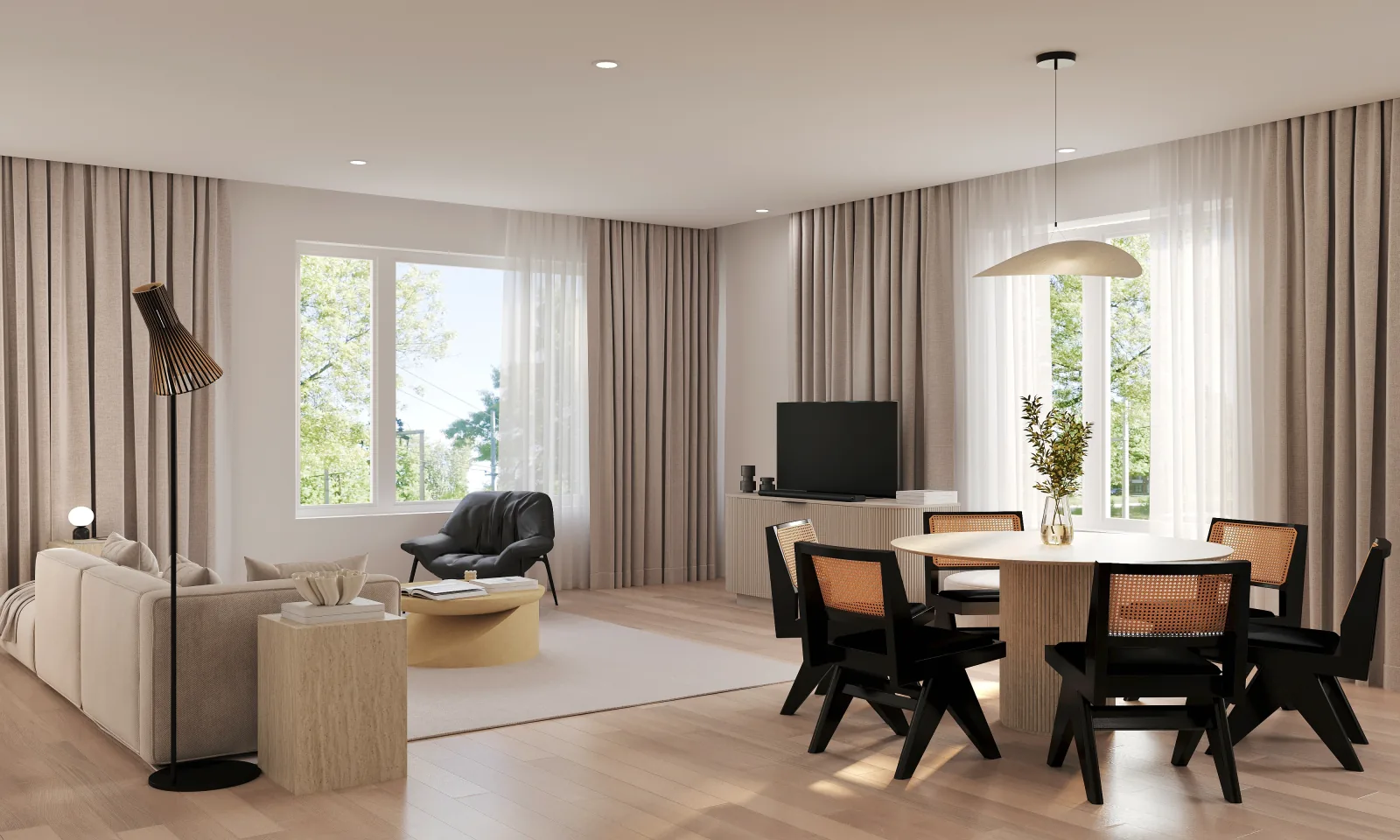 BLVD On The Greenway — Open-concept living and dining