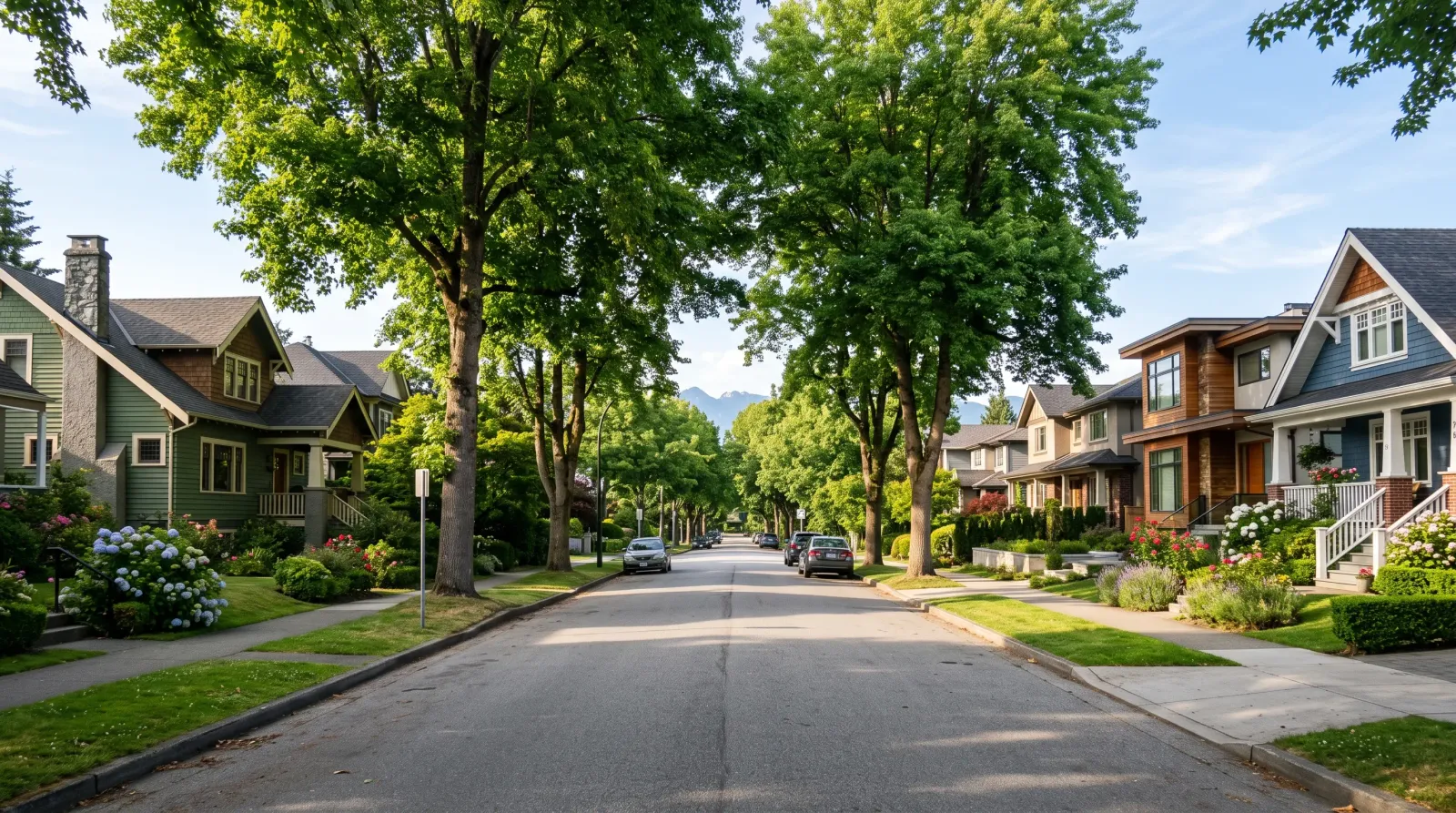 Vancouver neighbourhood street lined with houses in summer 2026