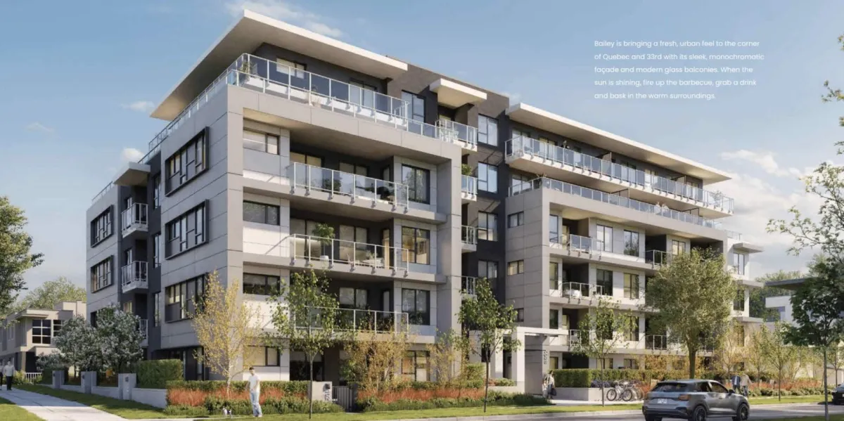Bailey condo rendering — 6-storey building by StreetSide Developments in Little Mountain, Vancouver