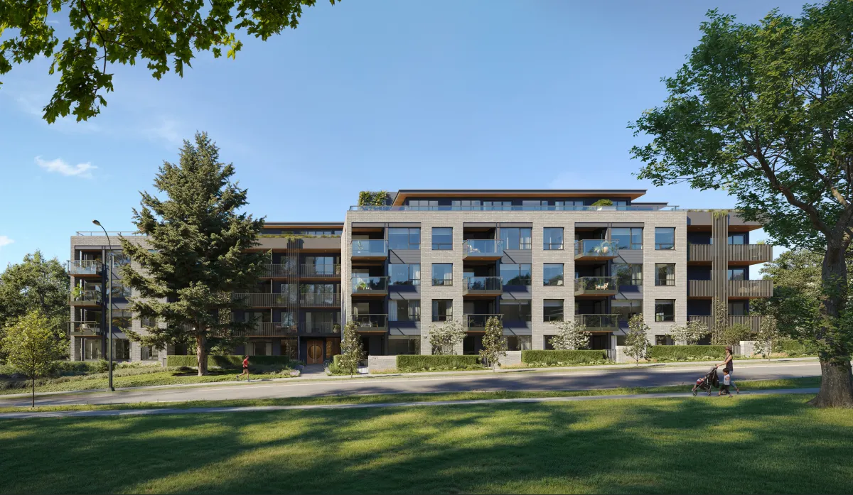 Rhodes rendering — 5-storey boutique condo by Listraor & Locarno near Queen Elizabeth Park
